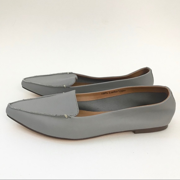 gray leather flats
